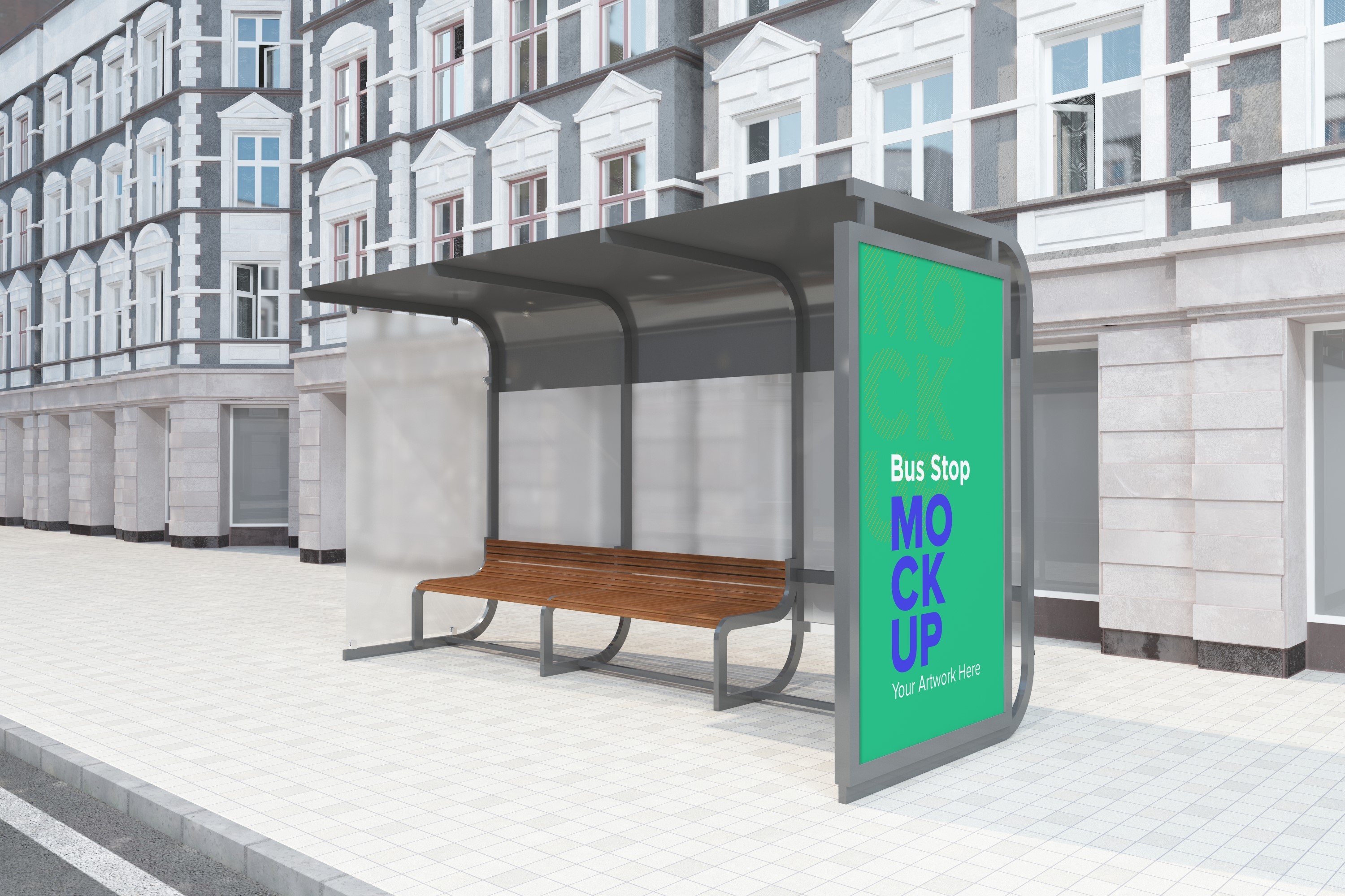 City Bus Stop Sign Mockup cover image.