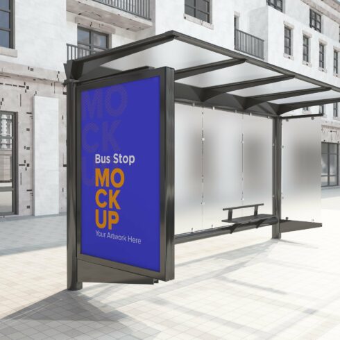 City Bus Stop Sign Mockup cover image.