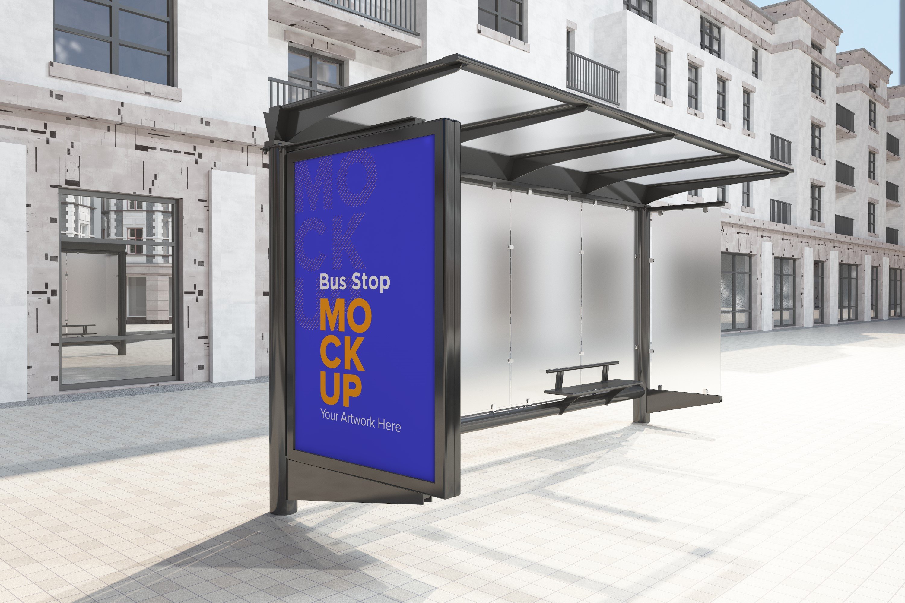 City Bus Stop Sign Mockup cover image.