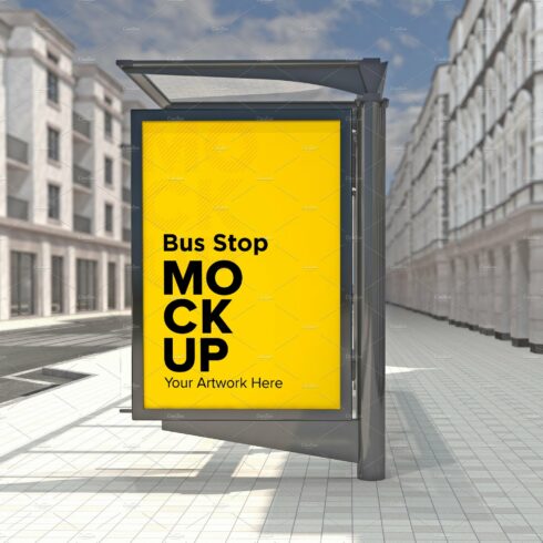 Evening View Bus Stop Sign mockup cover image.