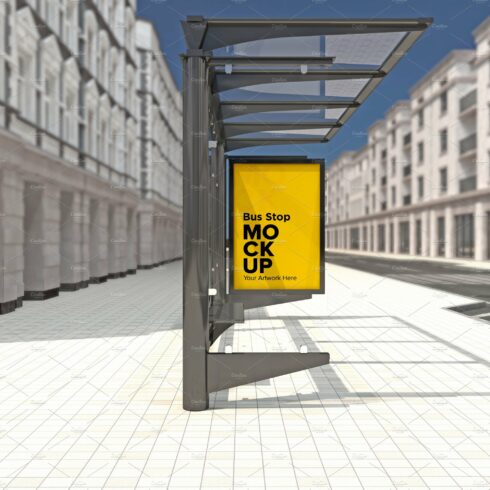 Evening View Bus Stop Sign mockup cover image.