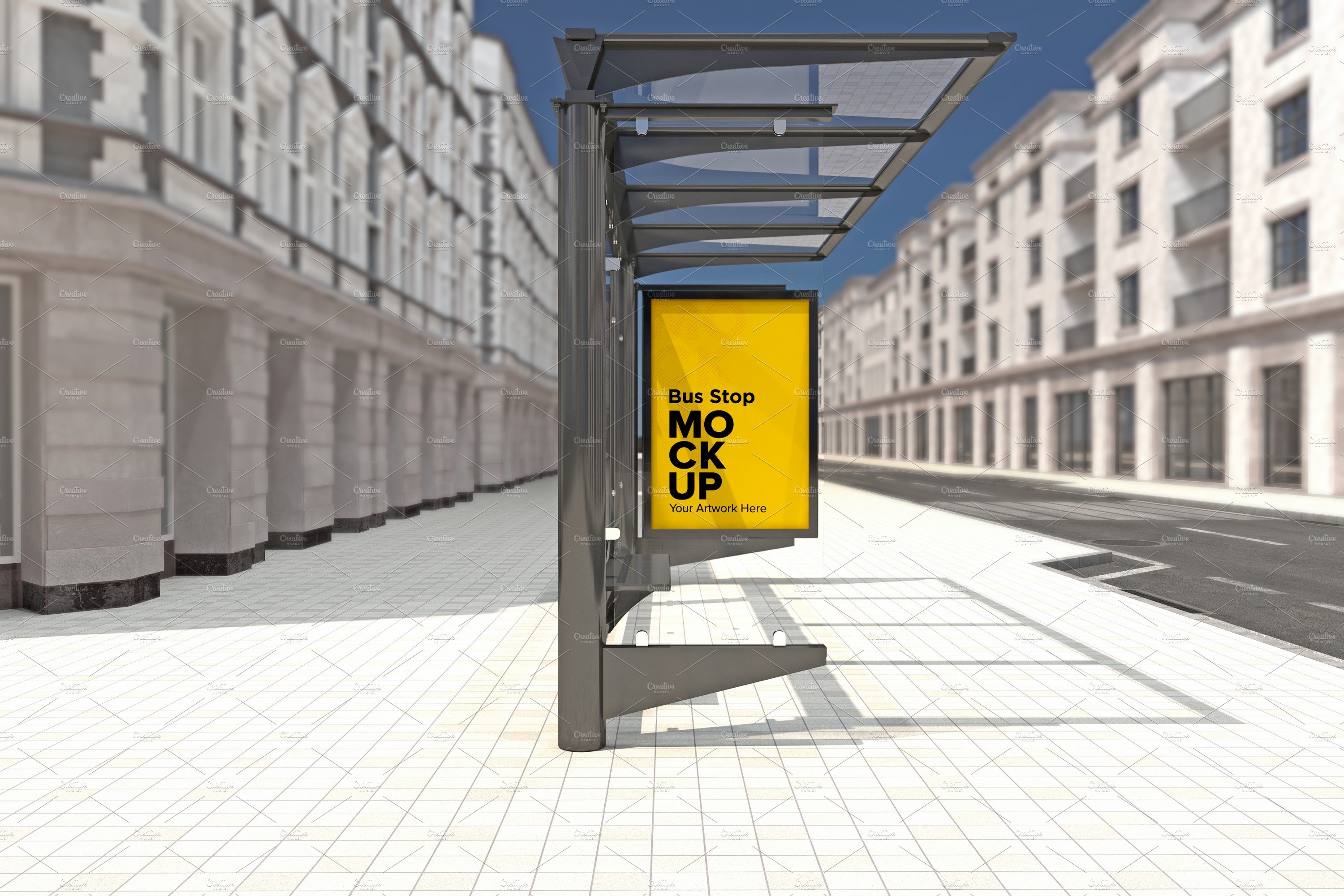 Evening View Bus Stop Sign mockup cover image.