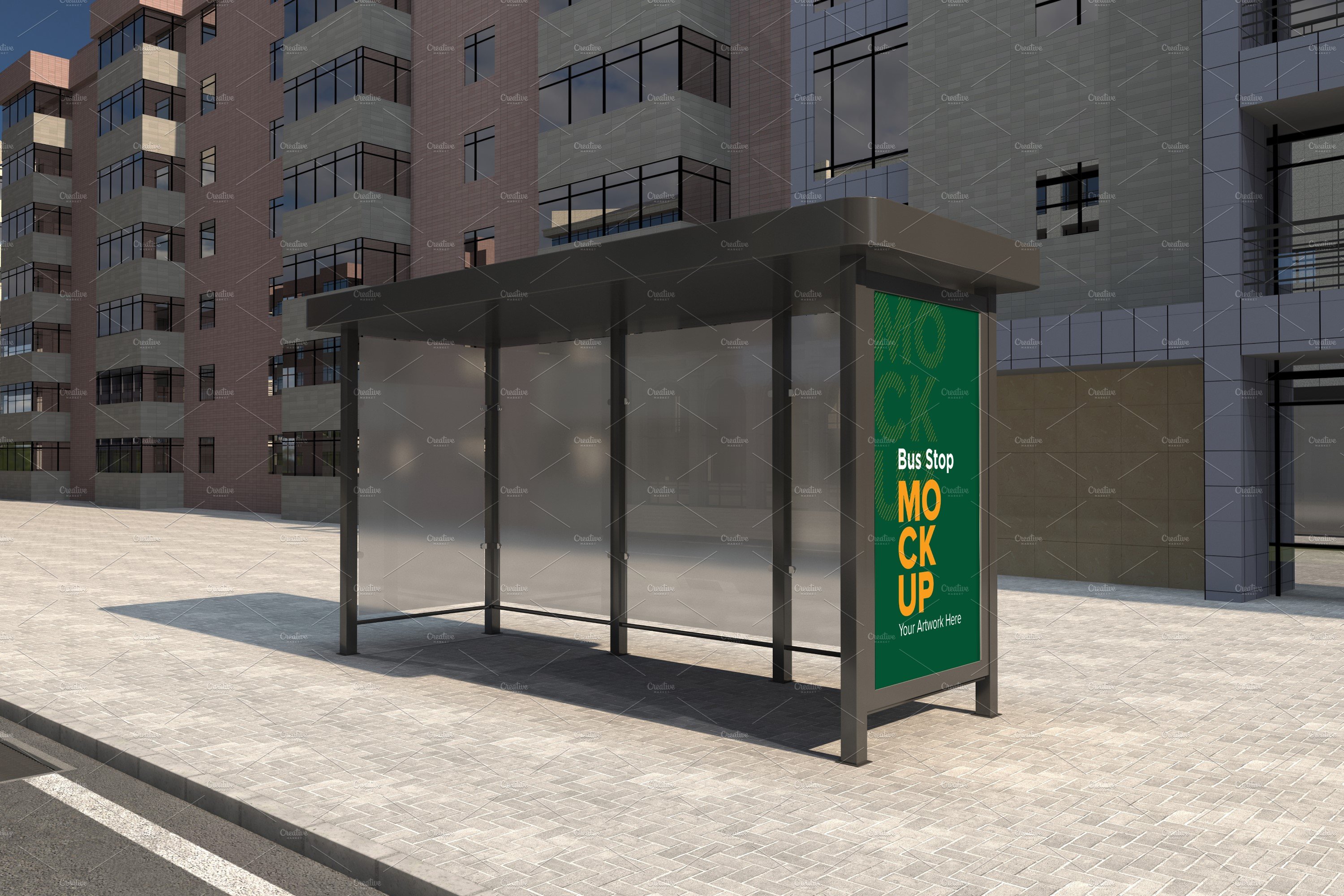 City Bus Stop Sign Mockup cover image.