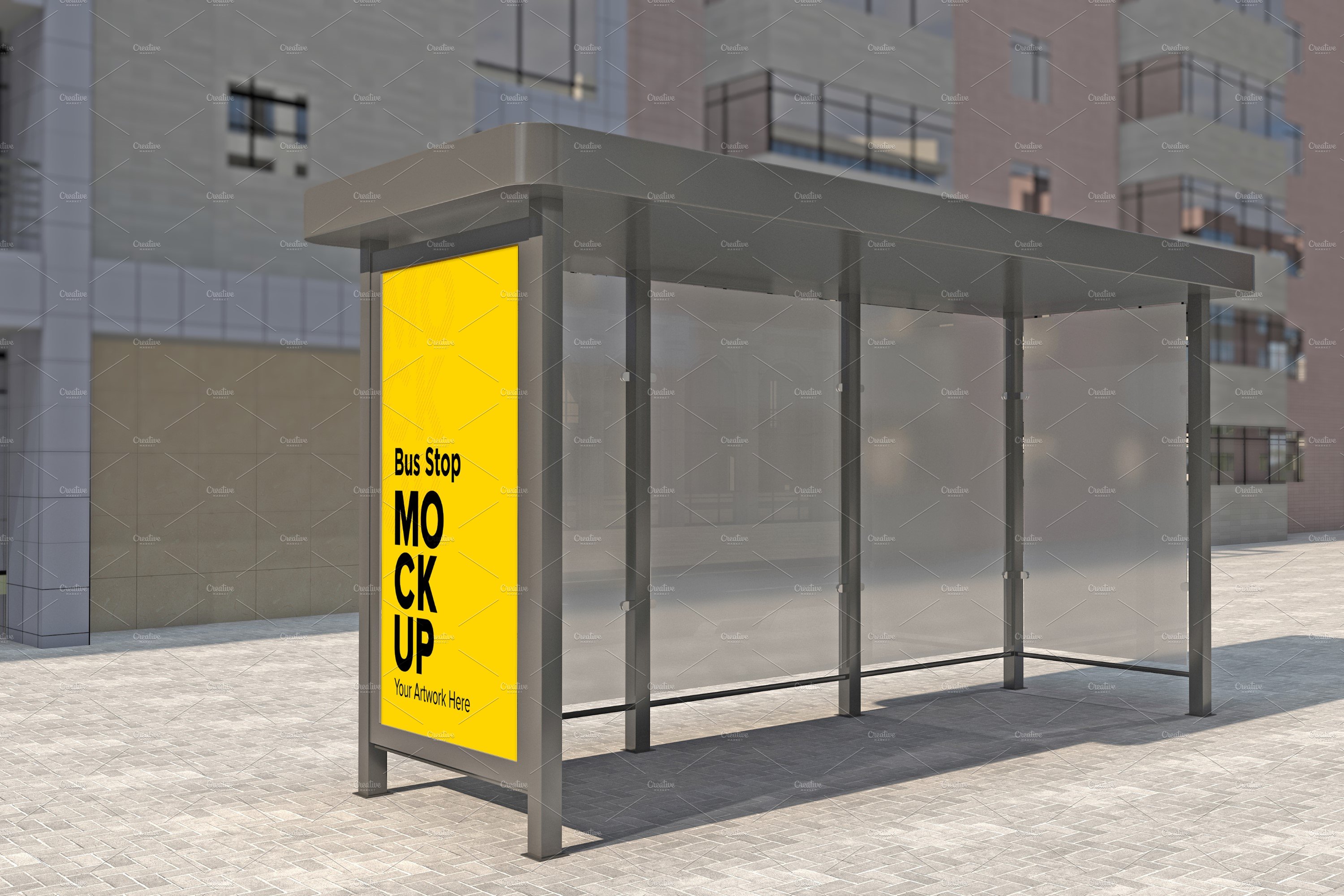 Evening View Bus Stop Sign mockup cover image.