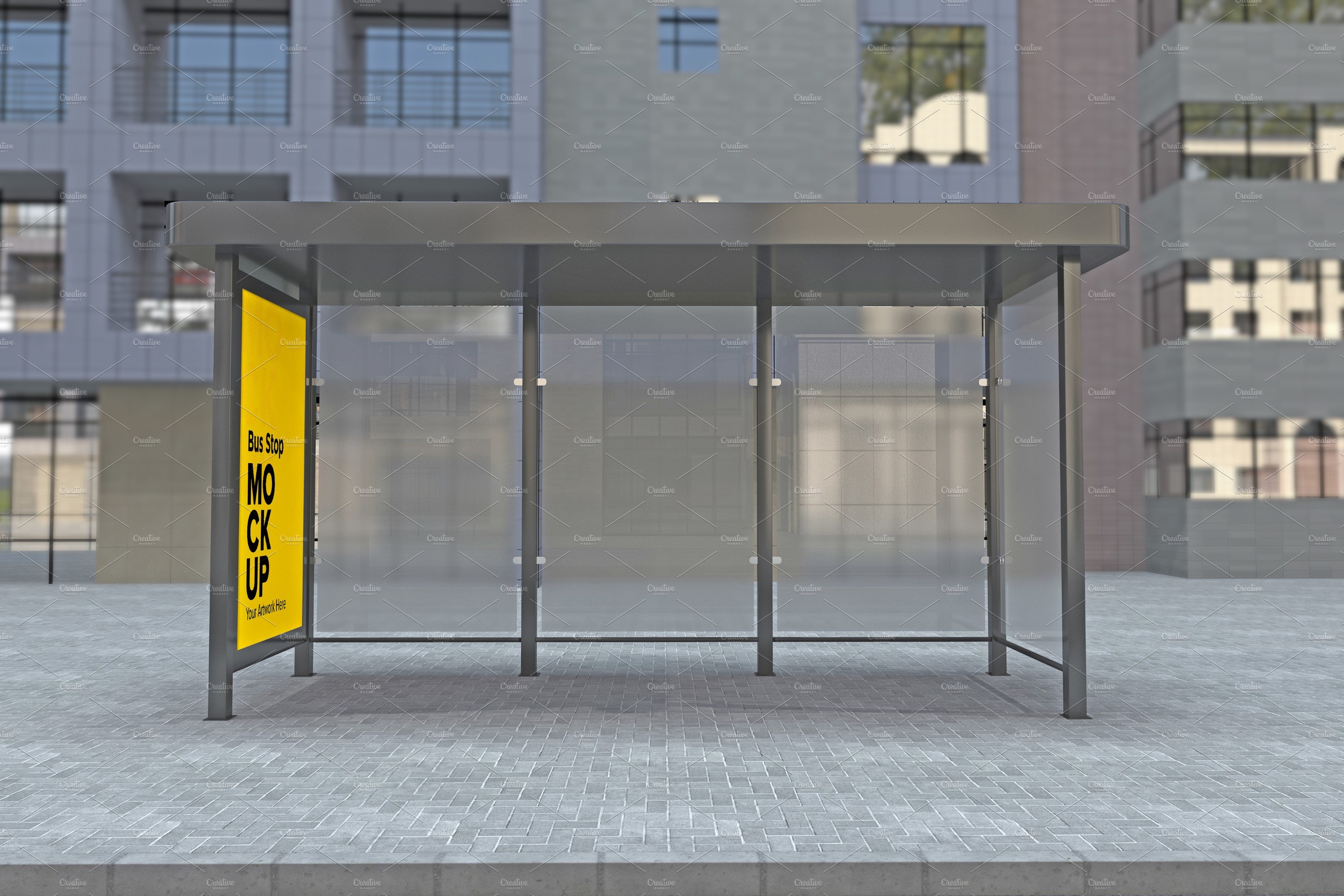 Evening View Bus Stop Sign mockup cover image.