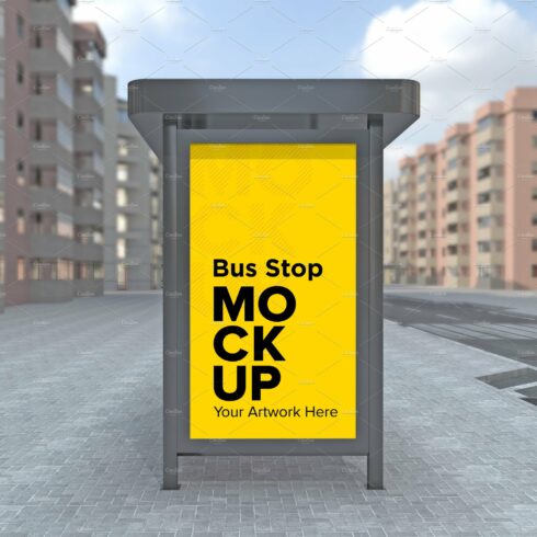 Evening View Bus Stop Sign mockup cover image.