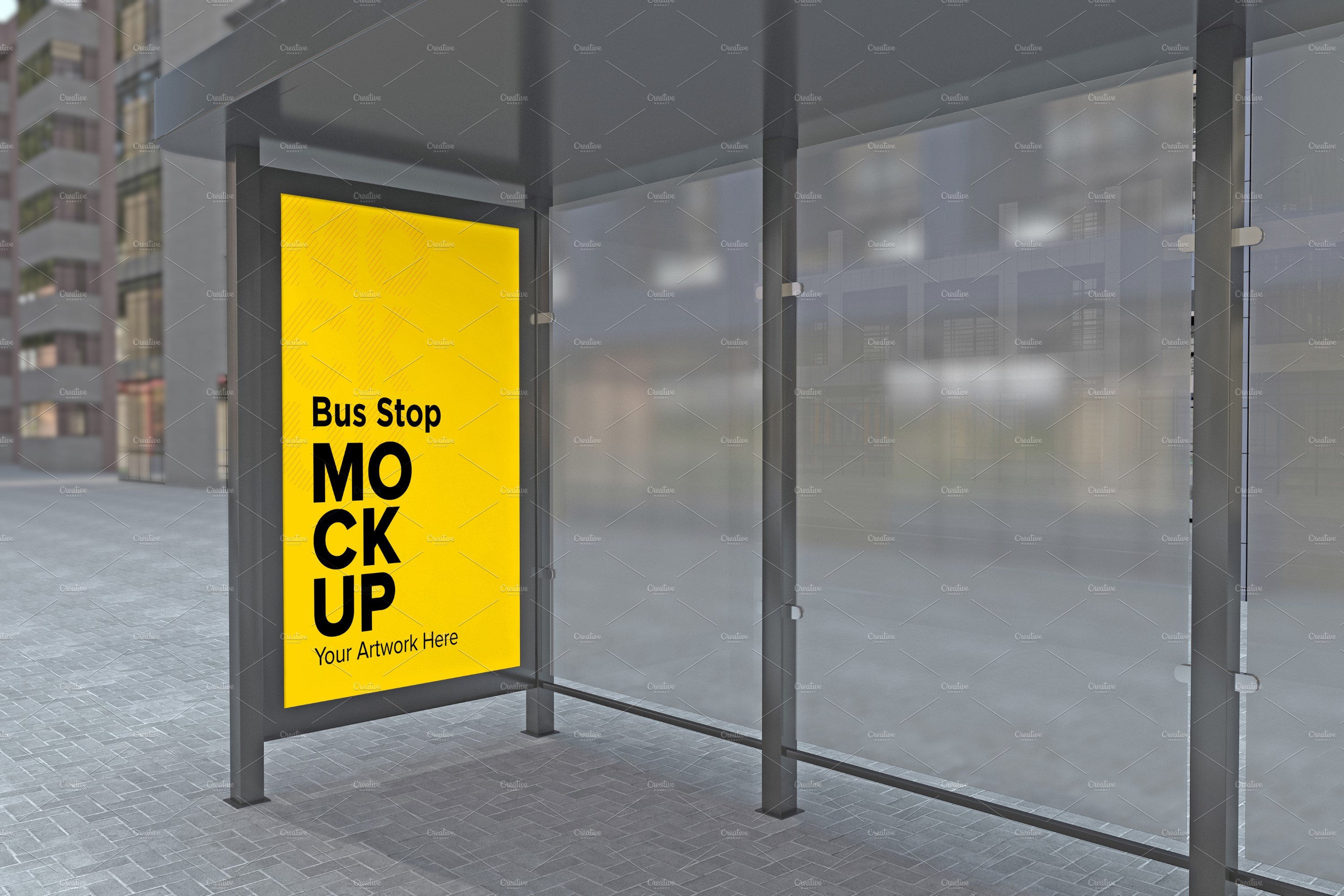 Evening View Bus Stop Sign mockup cover image.