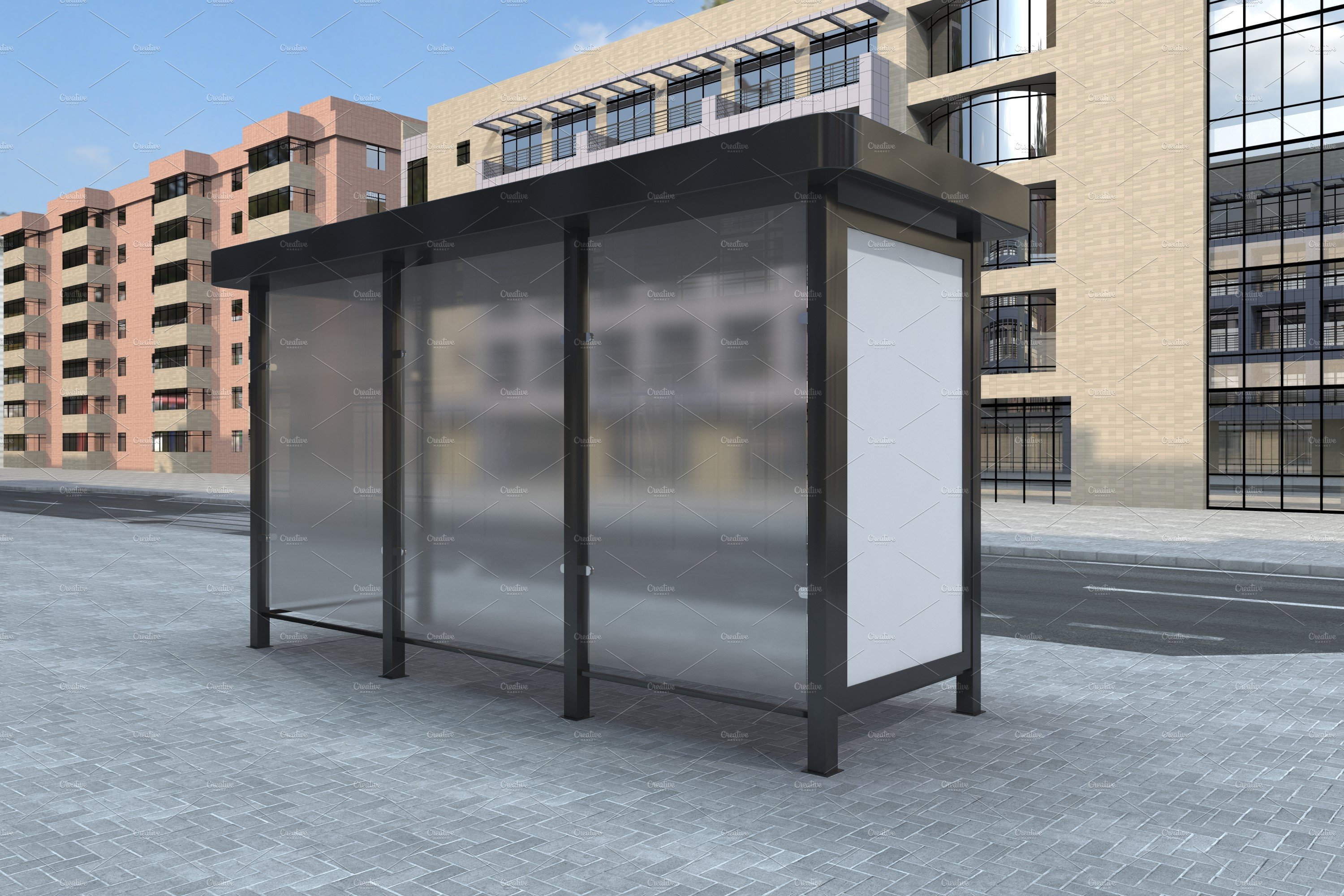 Bus Stop Billboard Mockup preview image.