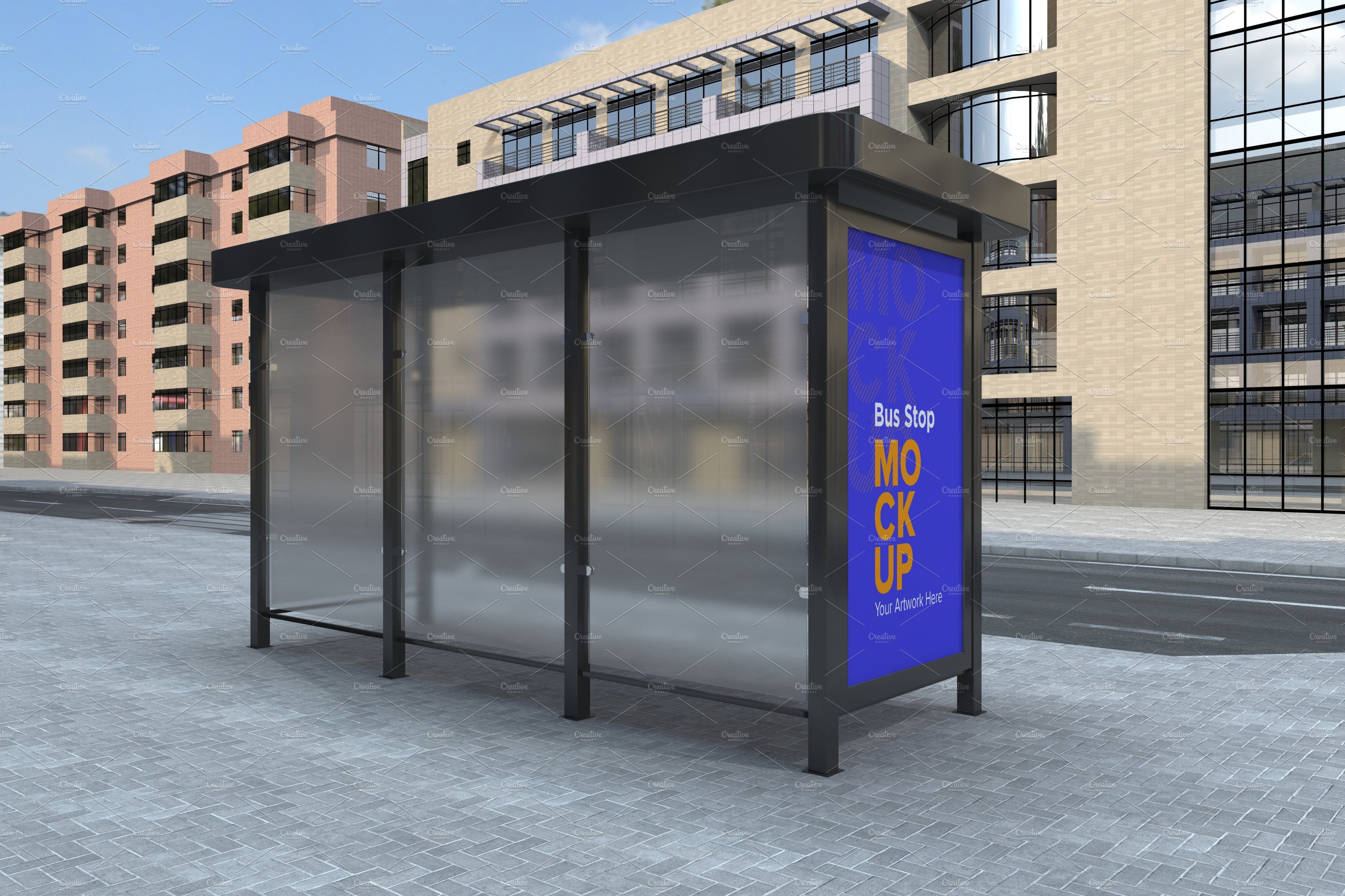 Bus Stop Billboard Mockup cover image.