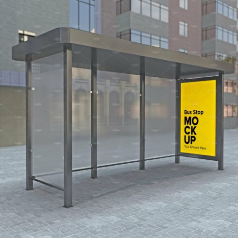 Evening View Bus Stop Sign mockup cover image.