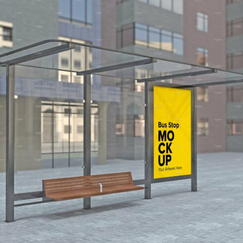 Evening View Bus Stop Sign mockup cover image.