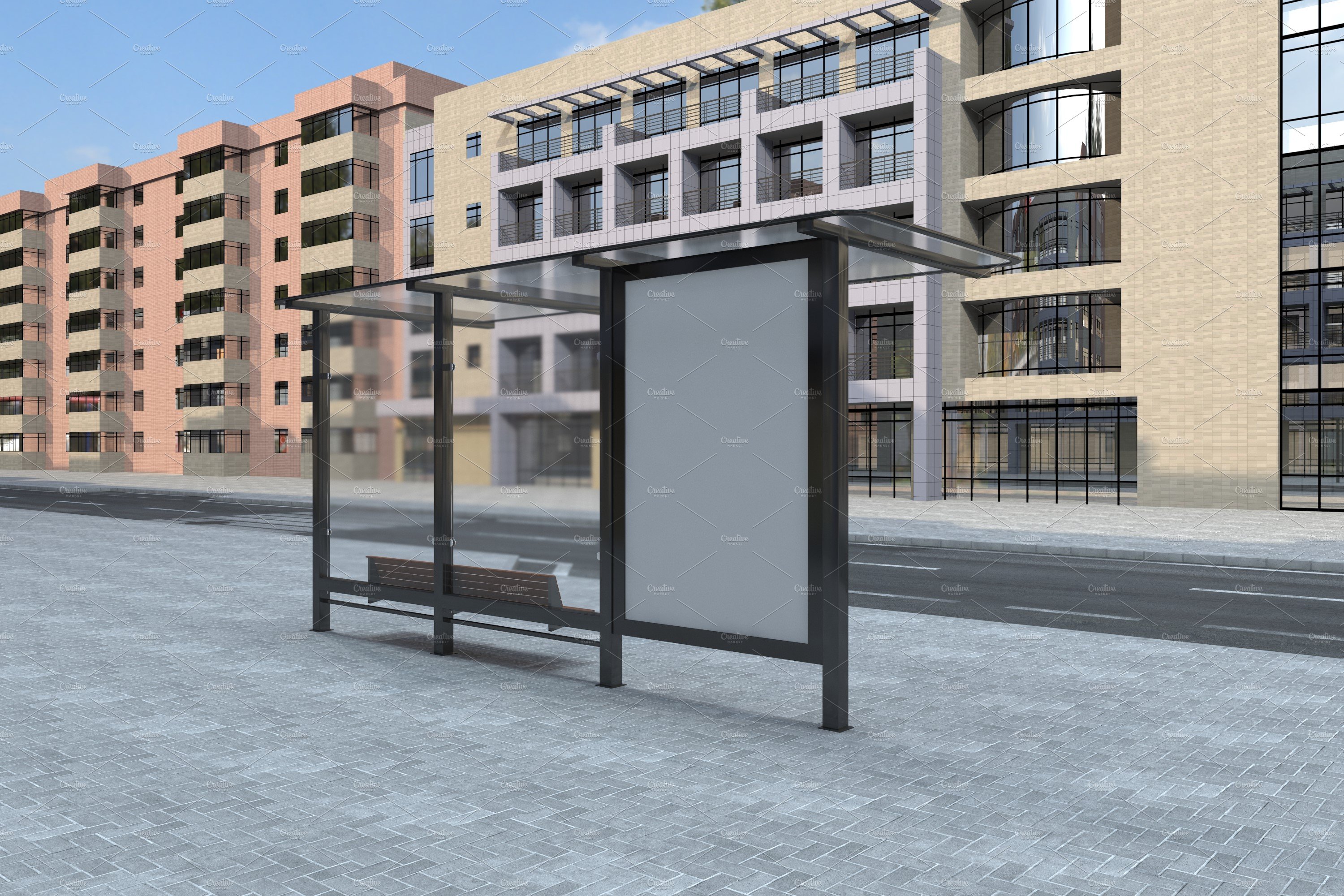 Bus Stop Billboard Mockup preview image.