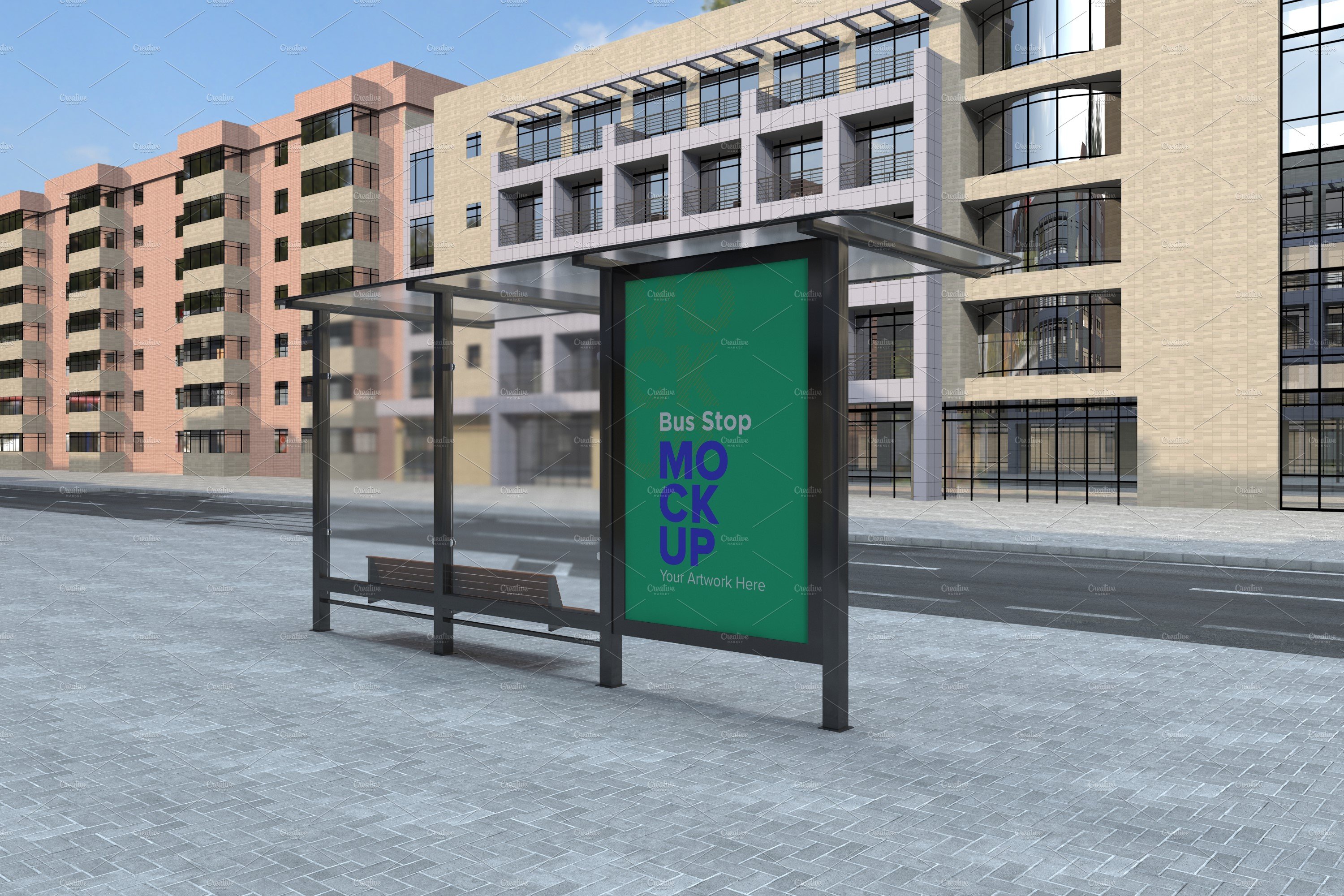 Bus Stop Billboard Mockup cover image.