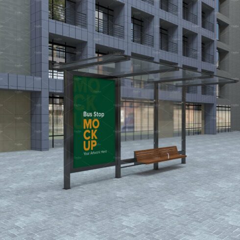 Evening View Bus Stop Signage Mockup cover image.