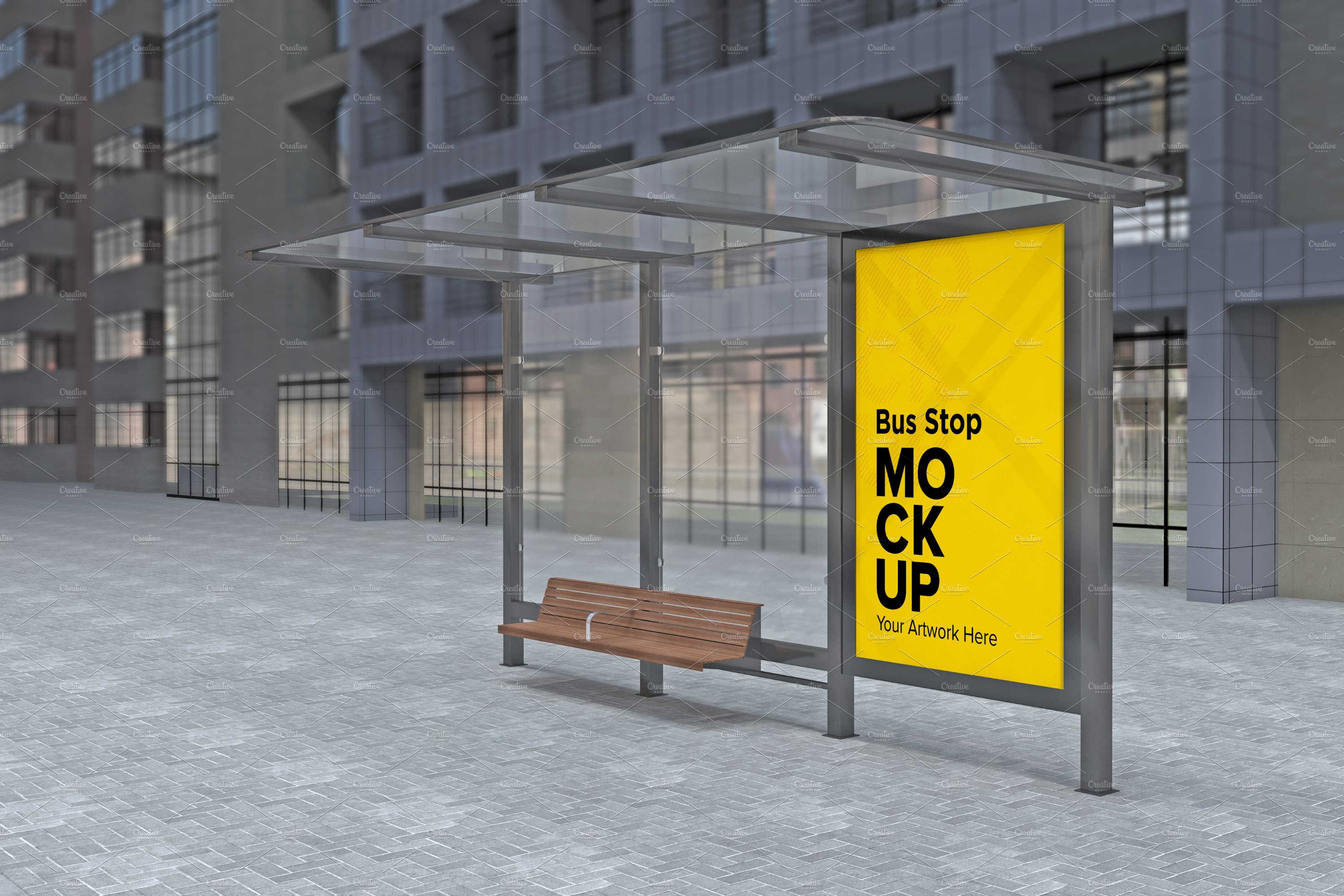 Evening View Bus Stop Sign mockup cover image.