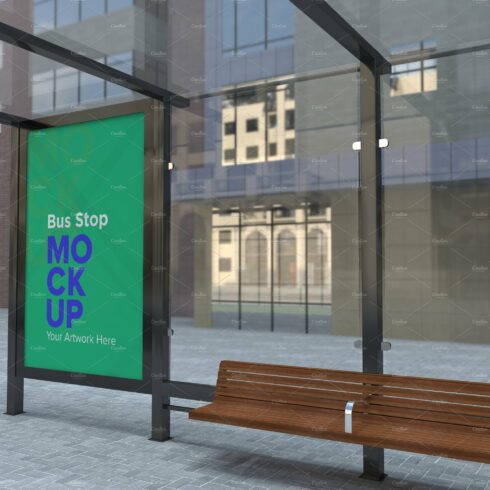 Evening View Bus Stop Signage Mockup cover image.