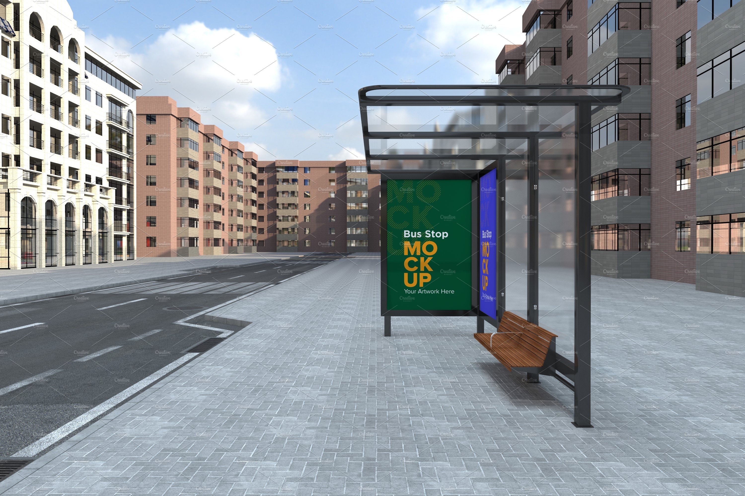 Bus Stop with 2 Sign Mockup cover image.