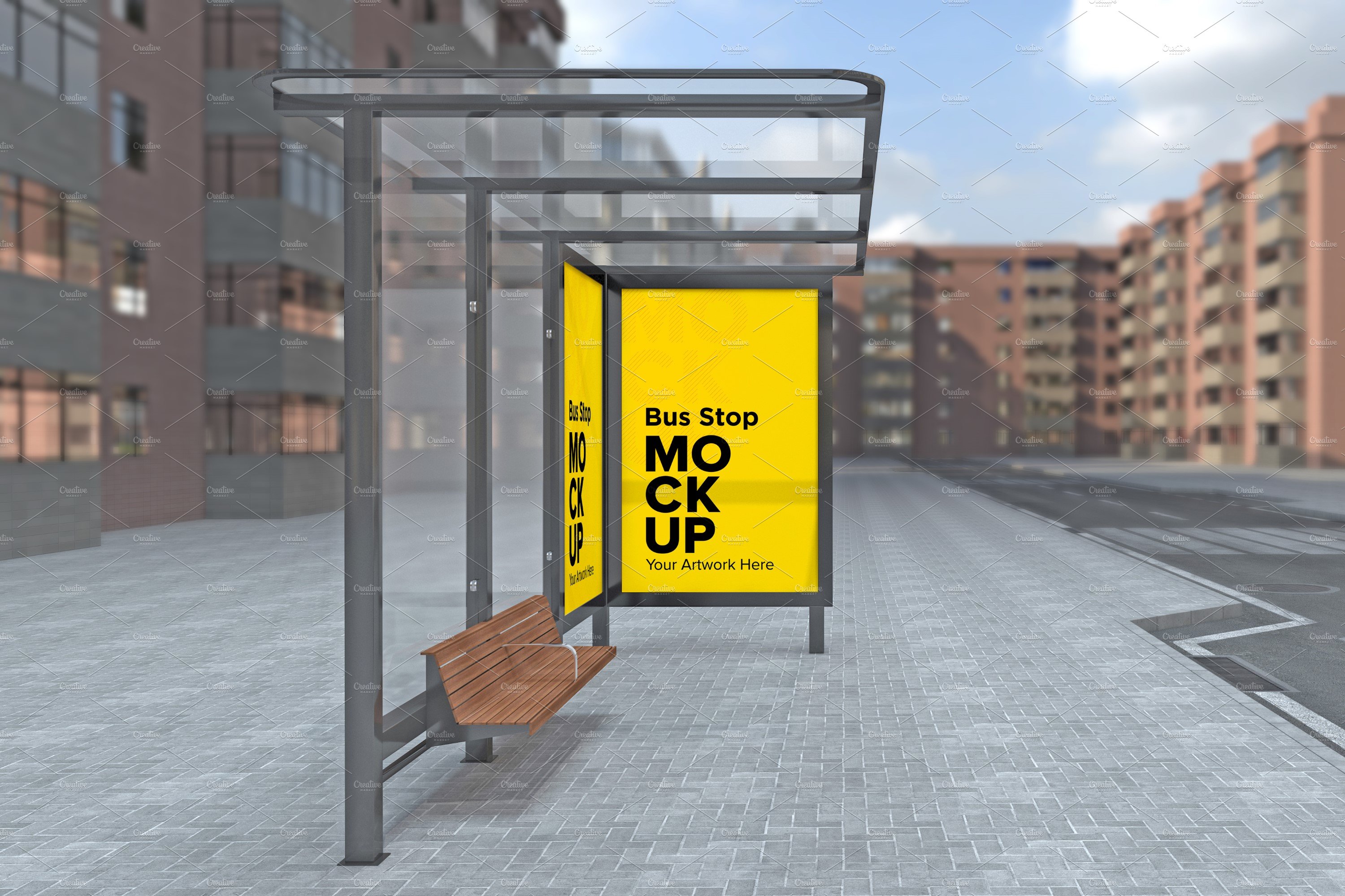 Evening View Bus Stop With 2 mockup cover image.