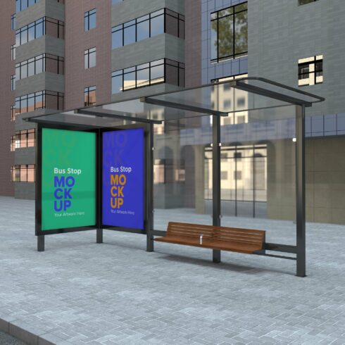 Bus Stop with 2 Sign Mockup cover image.