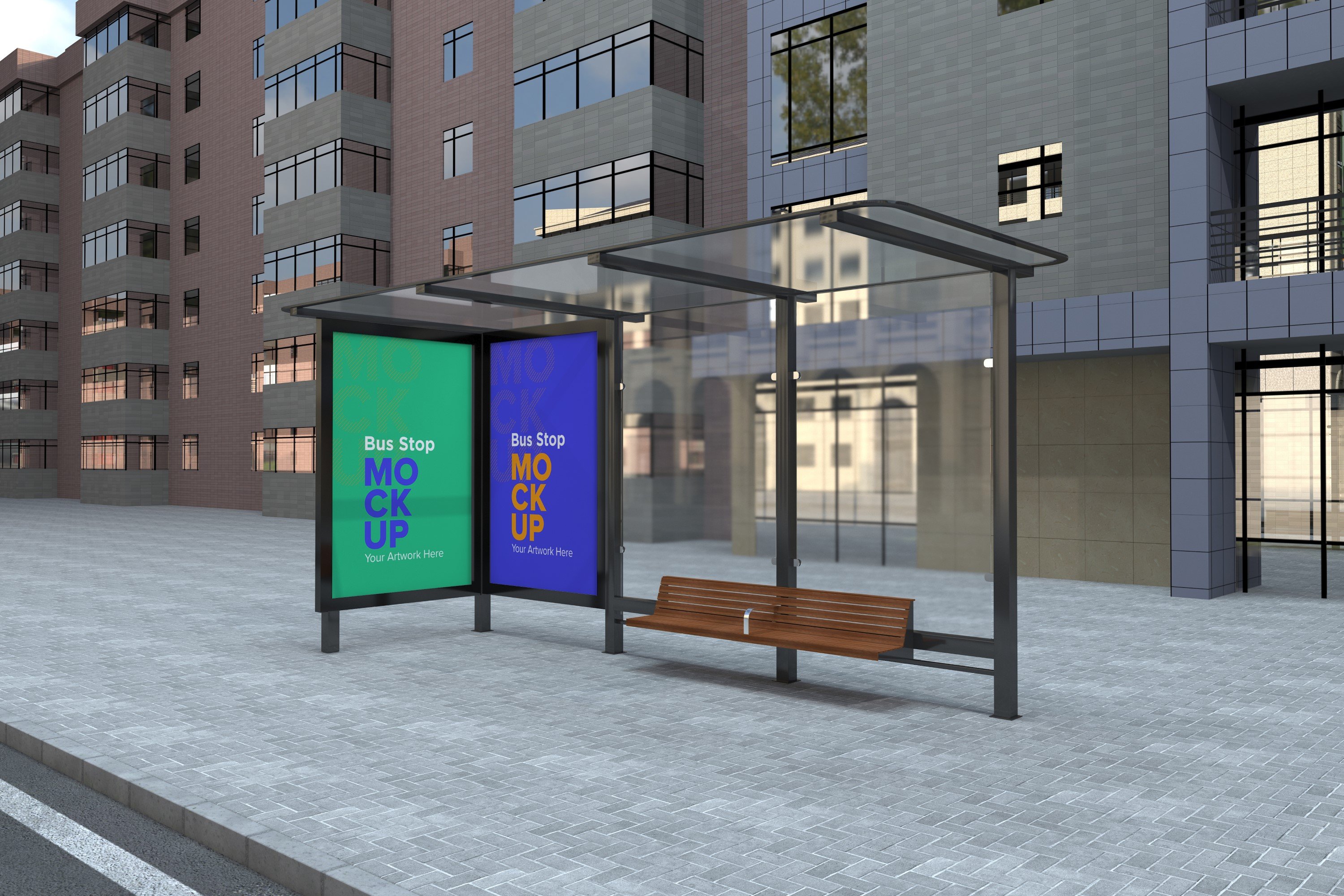 Bus Stop with 2 Sign Mockup cover image.