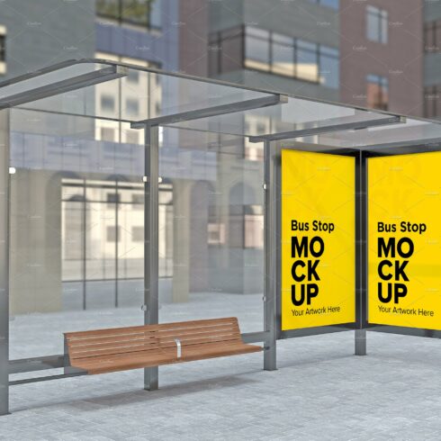 Bus Shelter With 2 Sign mockup cover image.