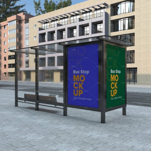 Bus Stop with 2 Sign Mockup cover image.