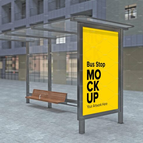 Evening View Bus Stop Sign mockup cover image.