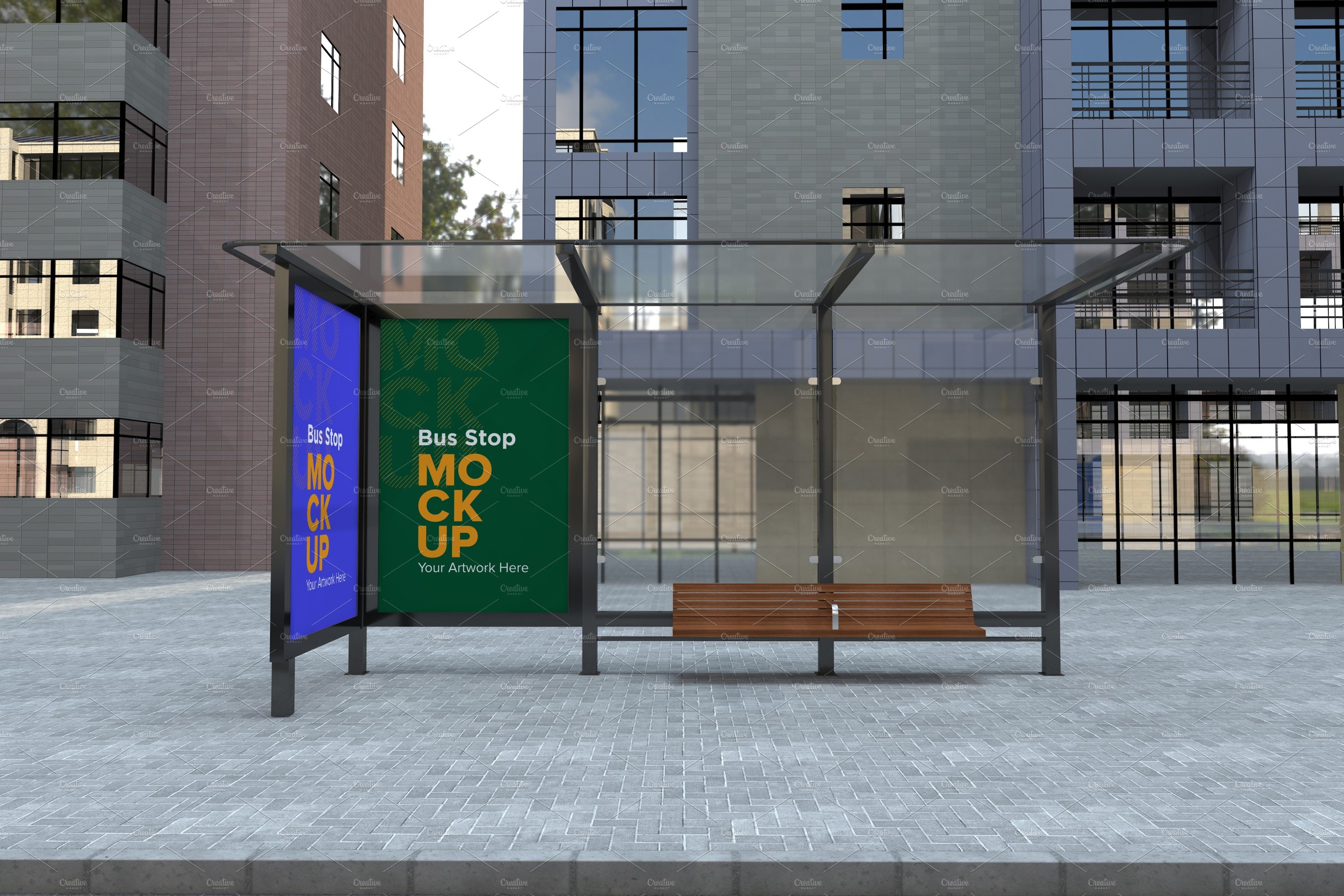 Bus Stop with 2 Sign Mockup cover image.