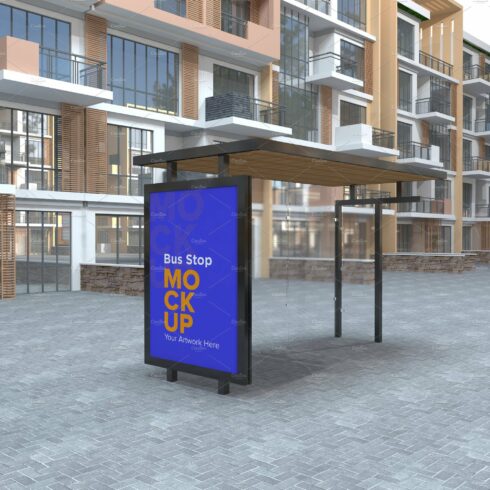 City Bus Stop Sign Mockup cover image.