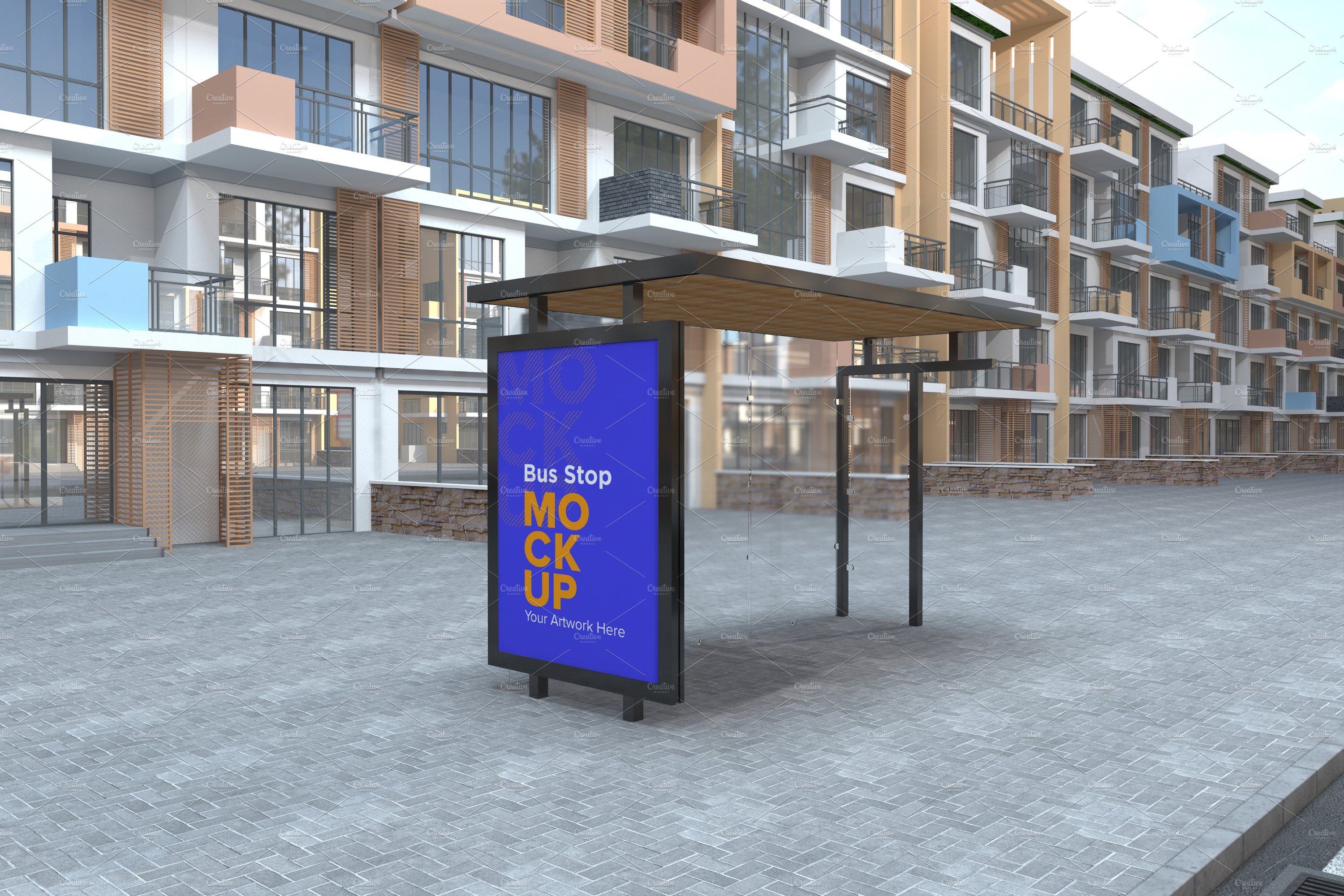 City Bus Stop Sign Mockup cover image.