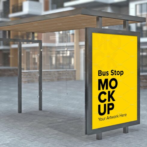 Evening View Bus Stop Sign mockup cover image.