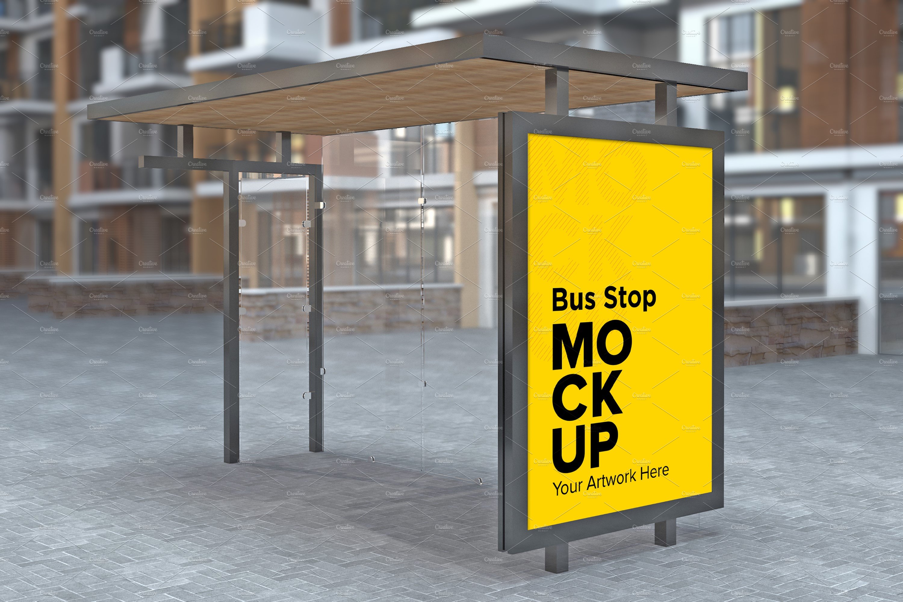 Evening View Bus Stop Sign mockup cover image.