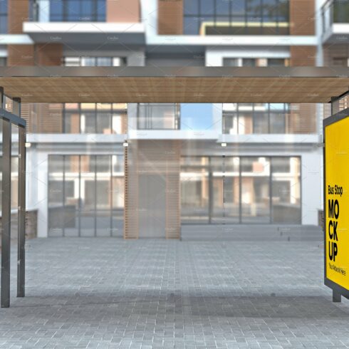 Evening View Bus Stop Sign mockup cover image.