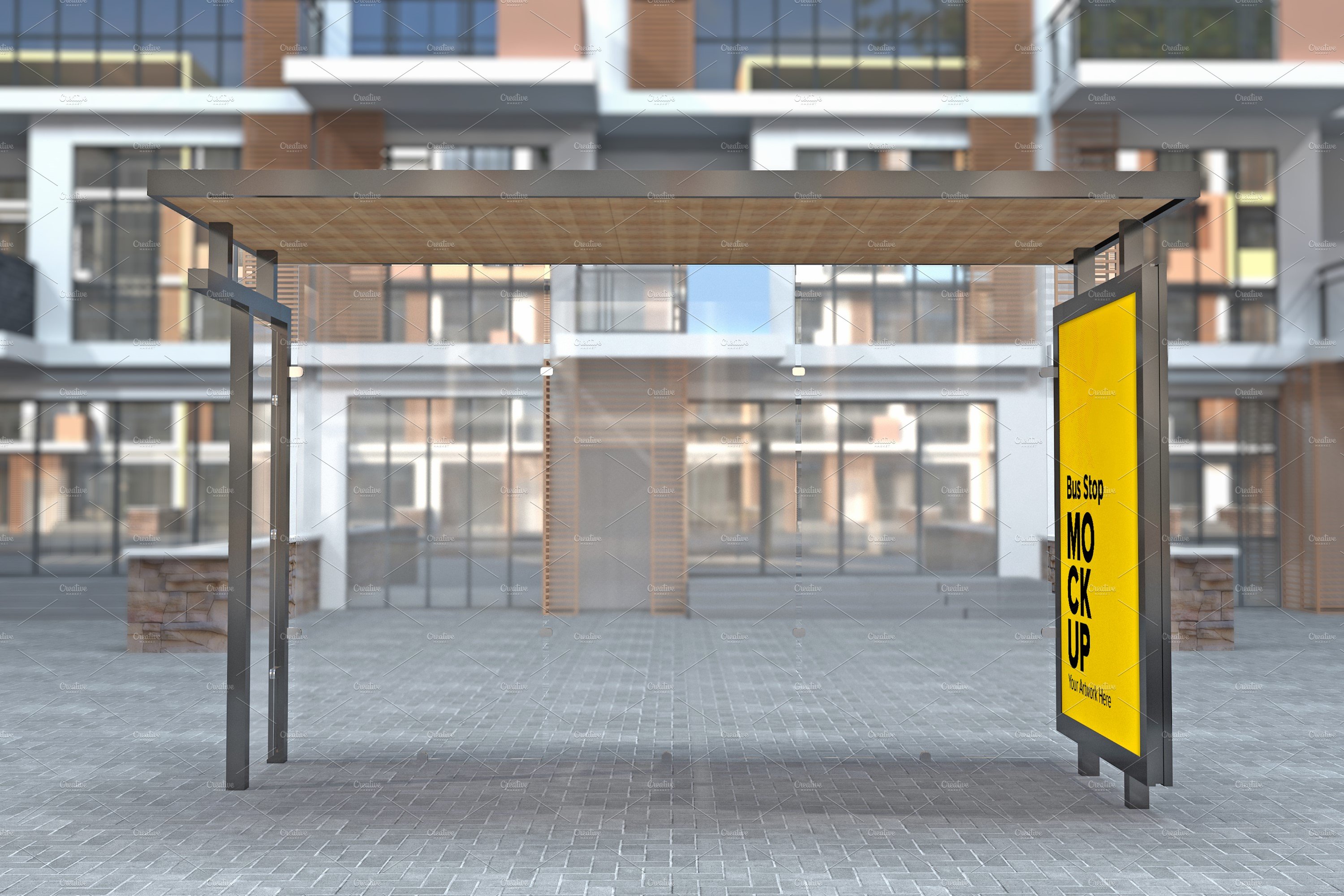 Evening View Bus Stop Sign mockup cover image.