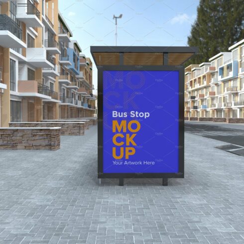 City Bus Stop Sign Mockup cover image.