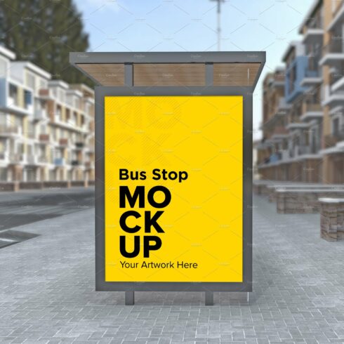 Evening View Bus Stop Sign mockup cover image.