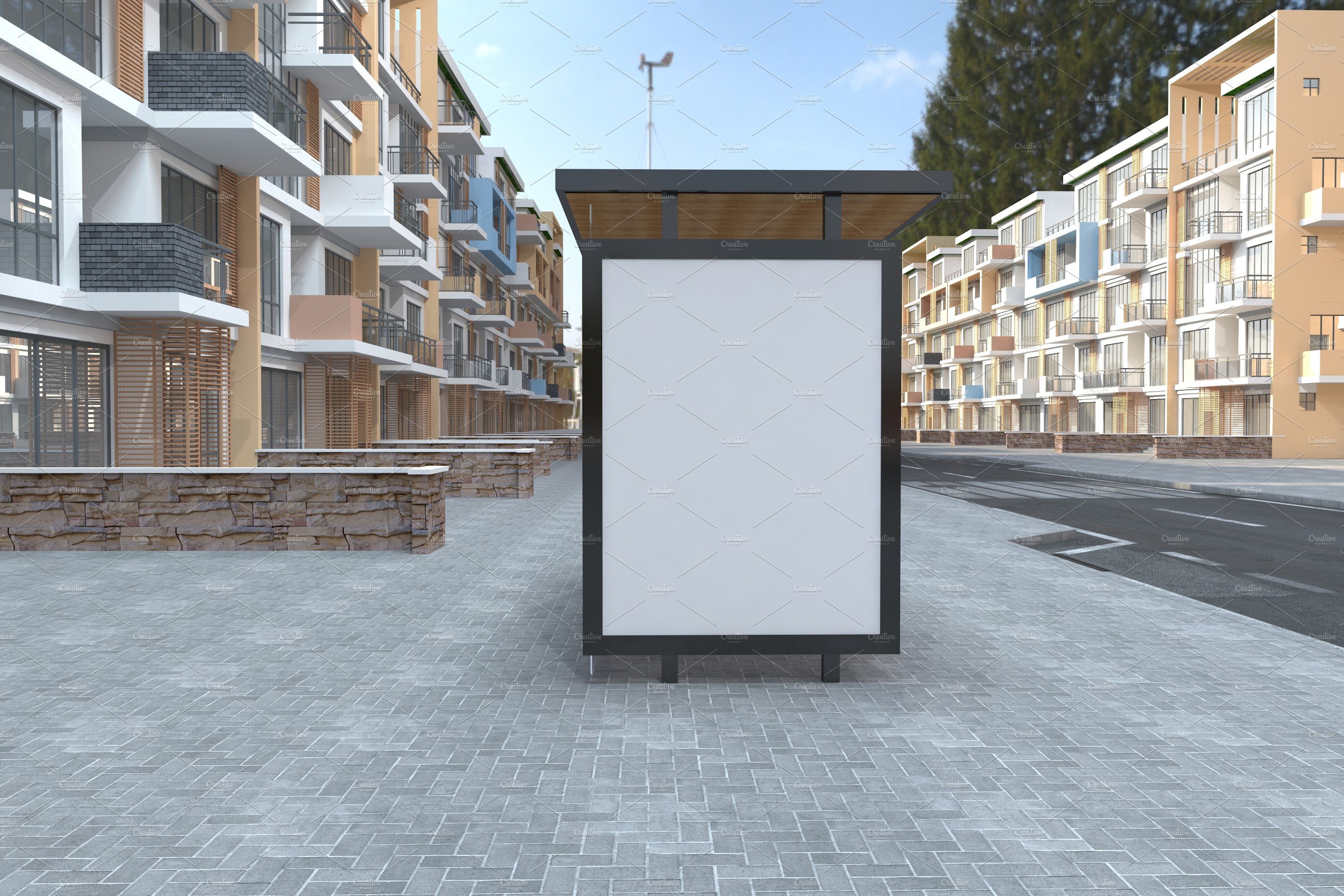 City Bus Stop Sign Mockup preview image.