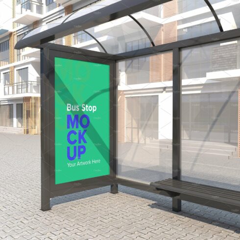 City Bus Stop Sign Mockup cover image.