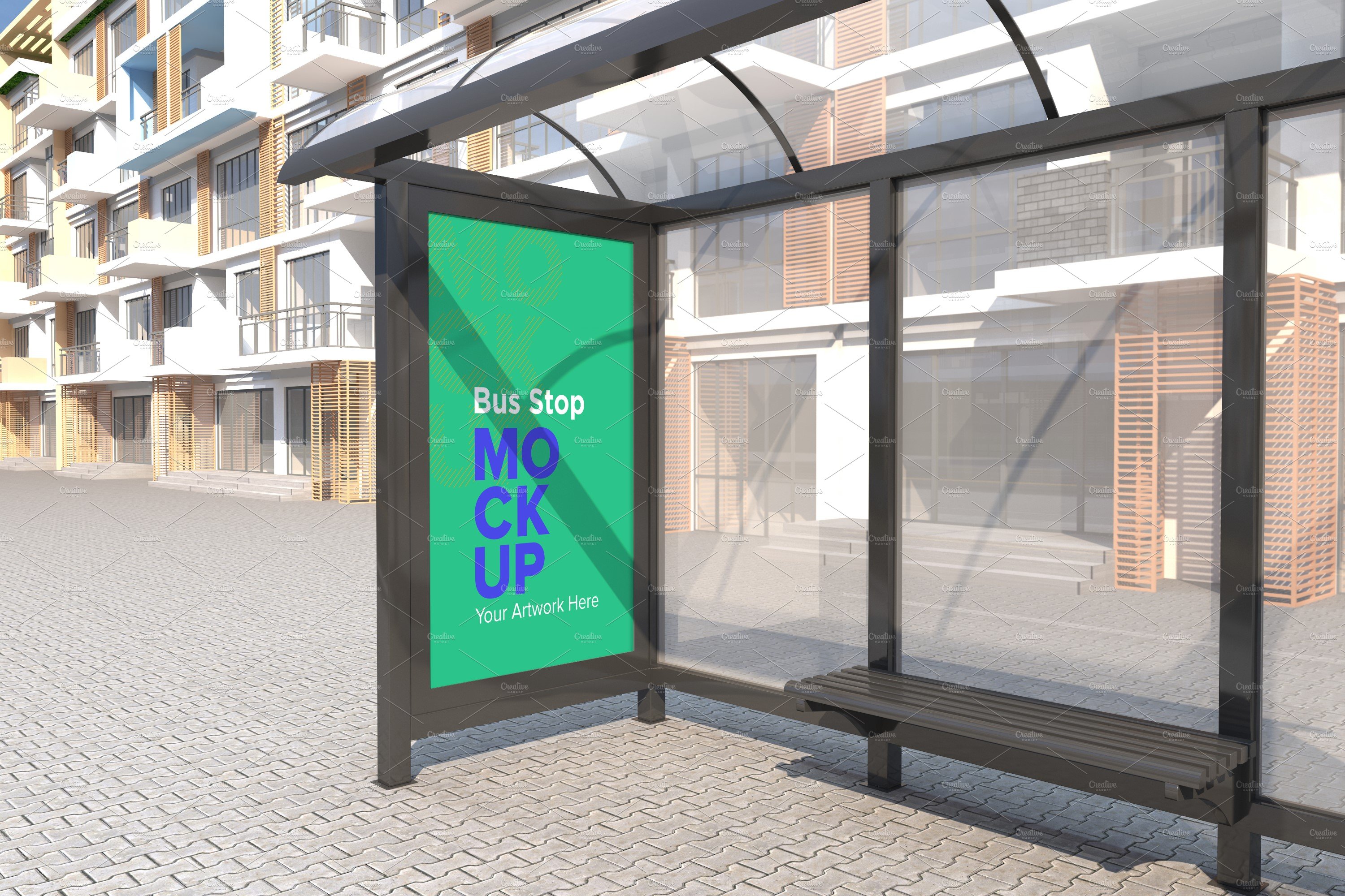 City Bus Stop Sign Mockup cover image.