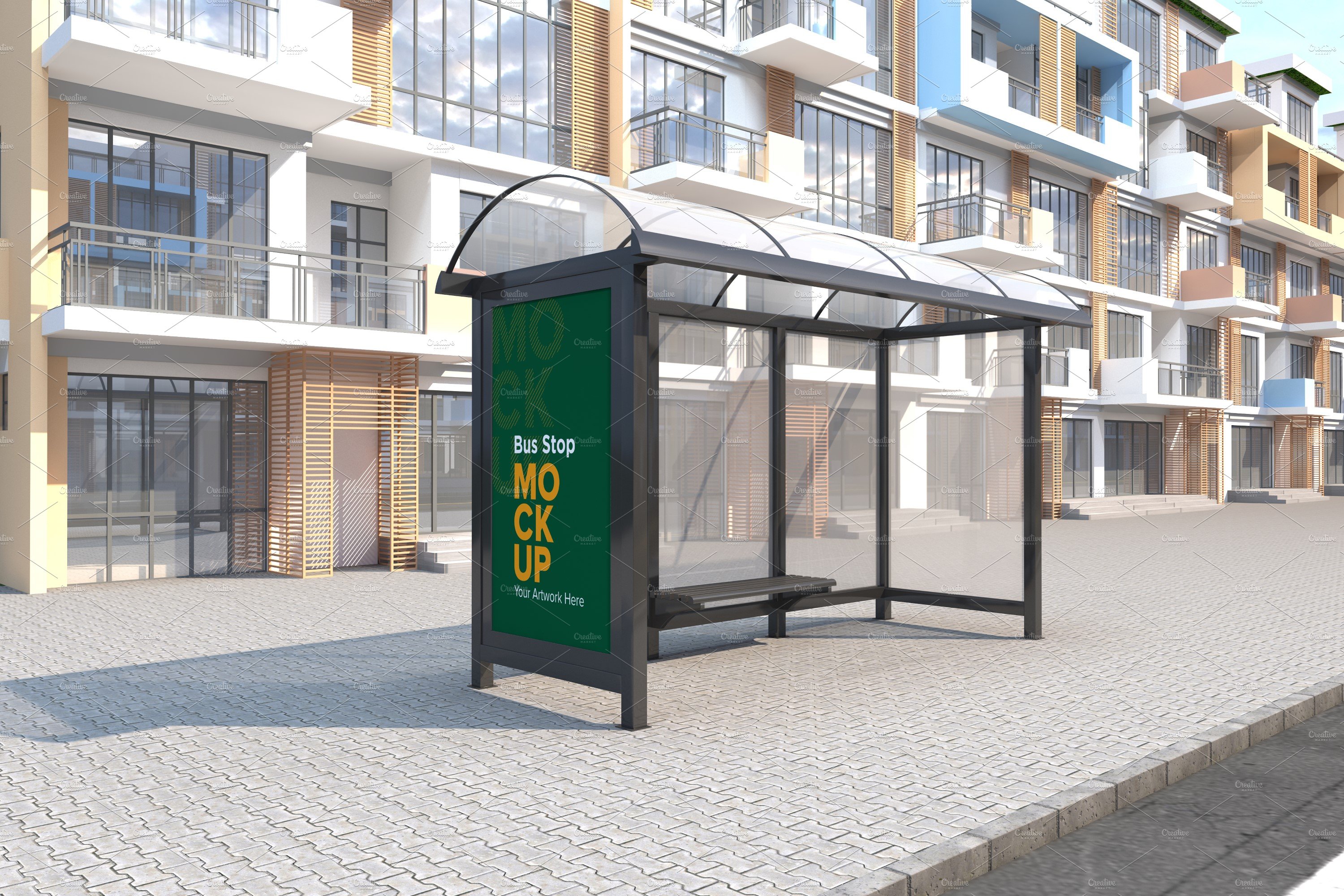 Bus Stop Billboard Mockup cover image.