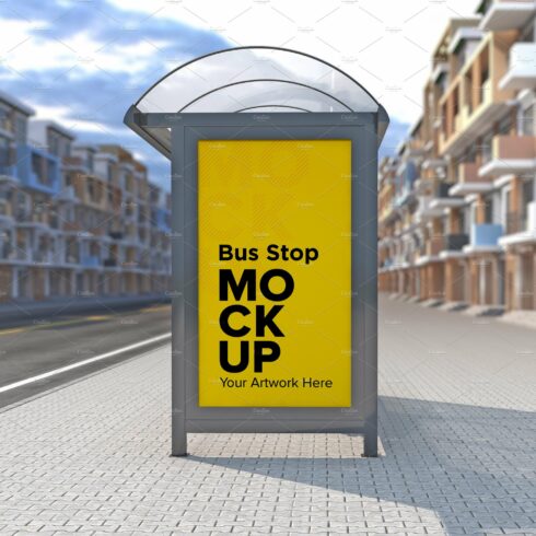 Evening View Bus Stop Sign mockup cover image.