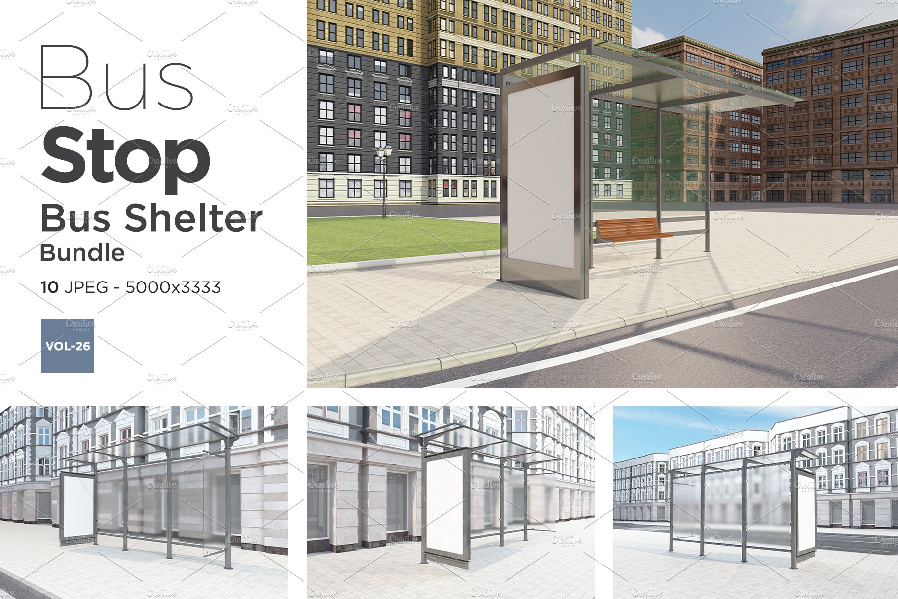 Bus Stop Bus Shelter Mockup Vol-26 cover image.