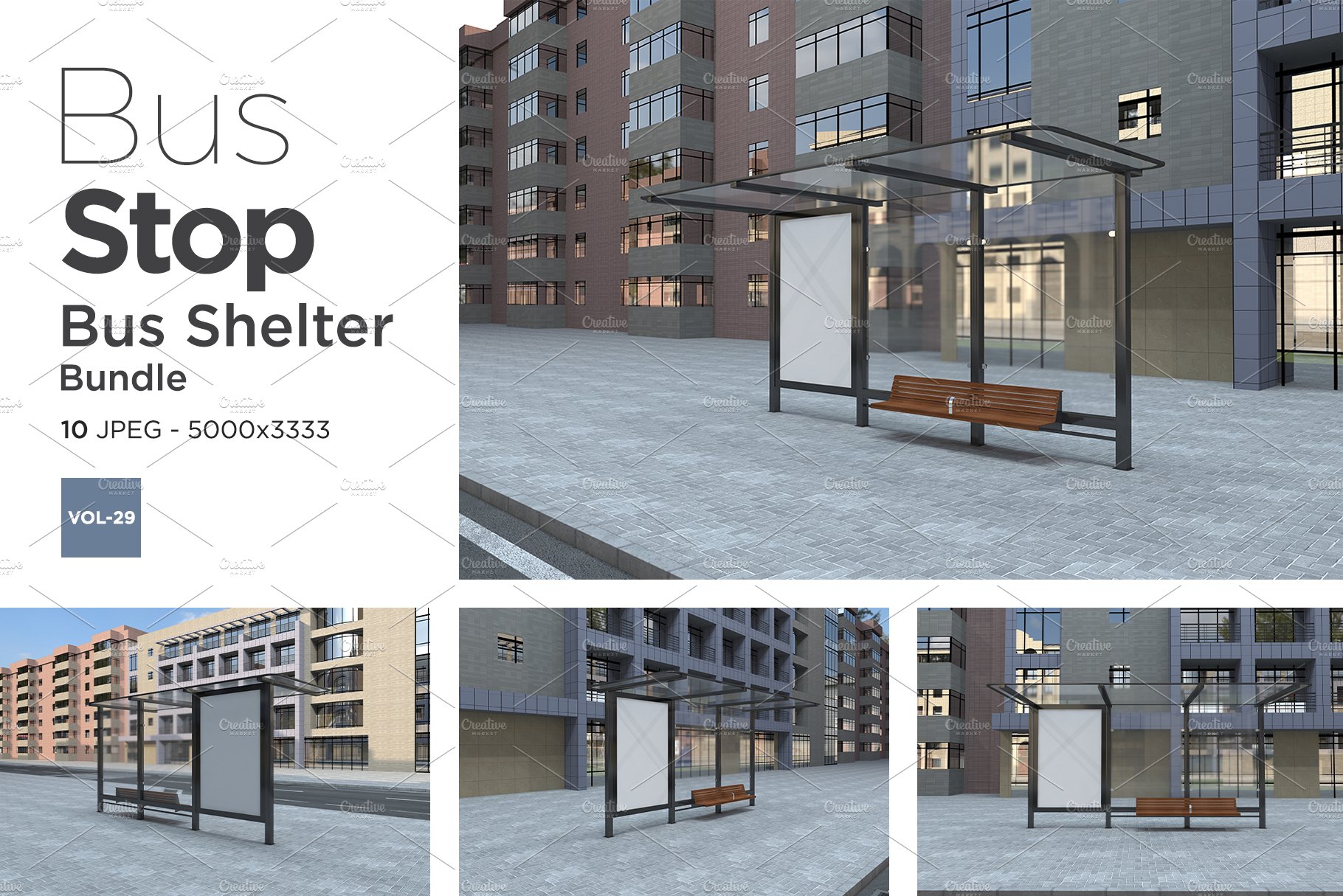 Bus Stop Bus Shelter Mockup Vol-29 cover image.