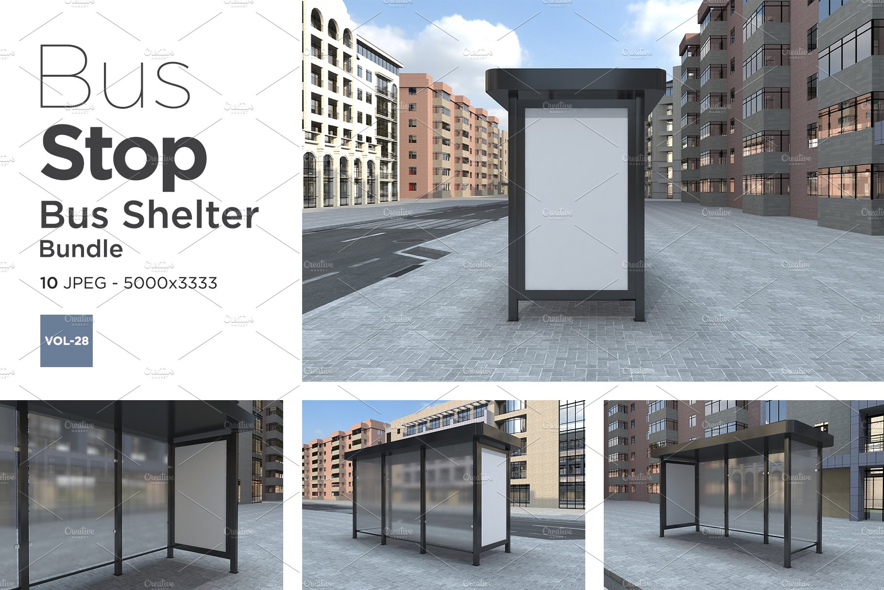 Bus Stop Bus Shelter Mockup Vol-28 cover image.