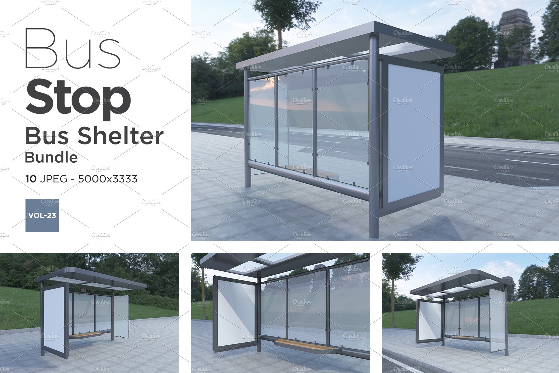 Bus Stop Bus Shelter Mockup Vol-23 cover image.