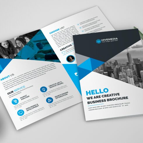 Bifold Business Brochure Template cover image.
