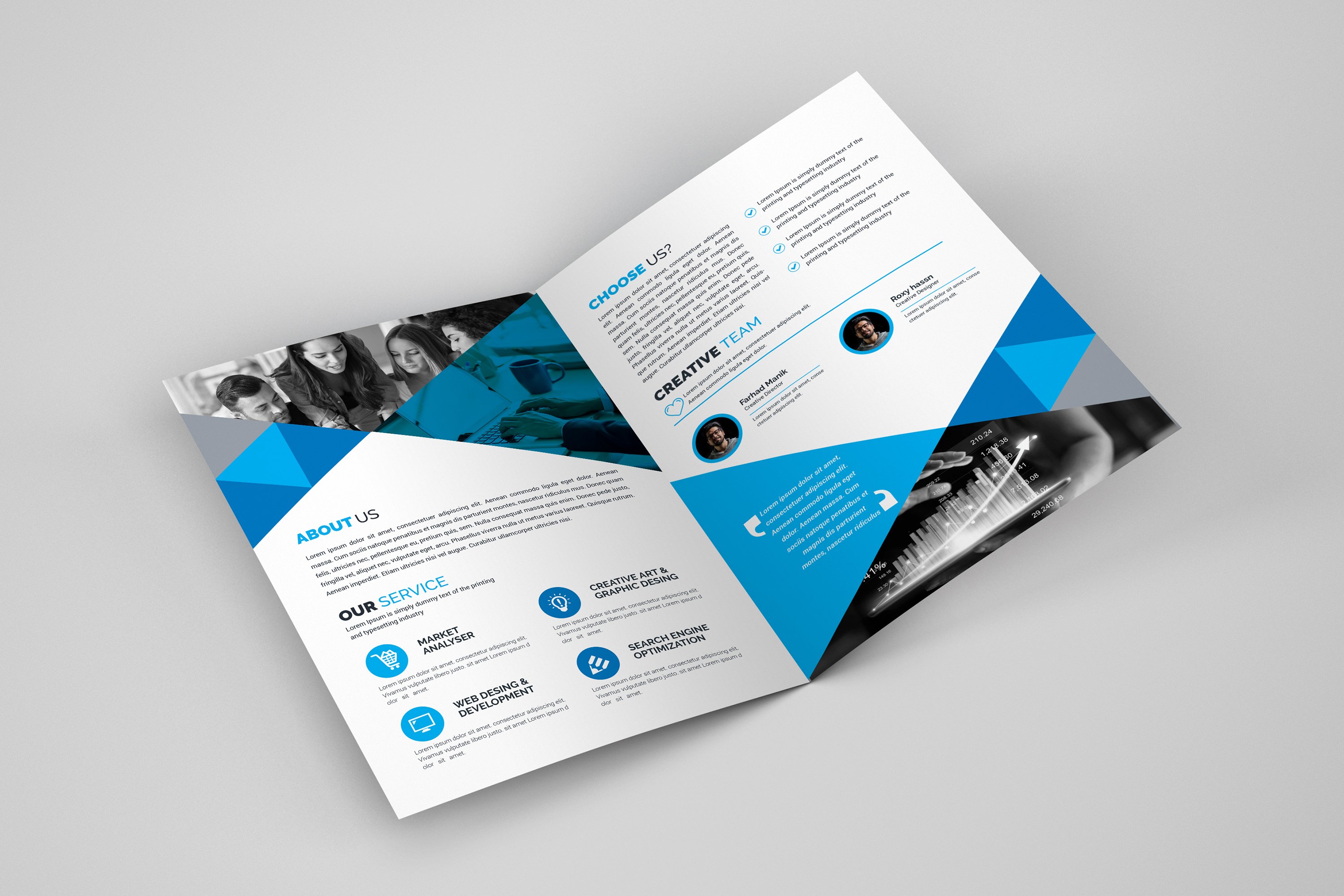 Bifold Business Brochure Template preview image.