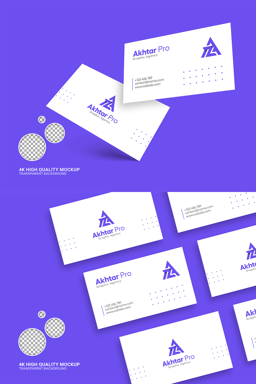 3 Minimal Business Card Mockups Pack pinterest preview image.