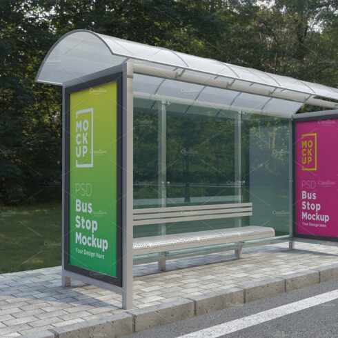 Bus Stop with 2 Sign Mockup cover image.