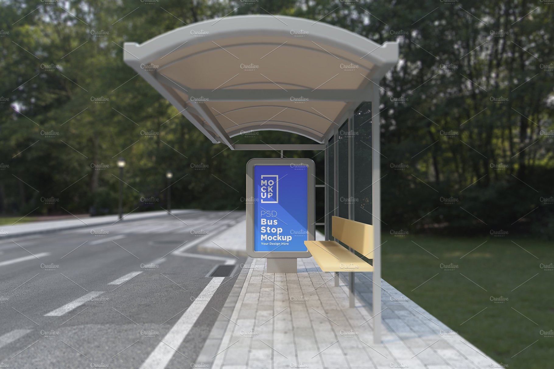 Bus Stop Sign Mockup cover image.